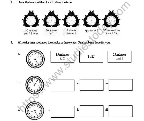 CBSE Class 3 Maths Time Question Bank 3