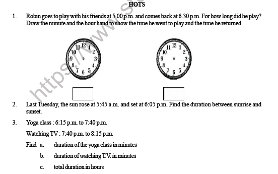 CBSE Class 3 Maths Time Question Bank 5