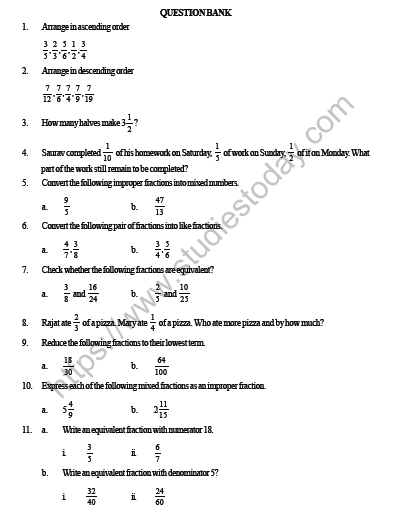 CBSE Class 4 Maths Fractions Question Bank 1
