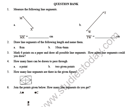 CBSE Class 4 Maths Geometry Question Bank 1