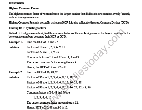 CBSE Class 4 Maths HCF and LCM Worksheet 2