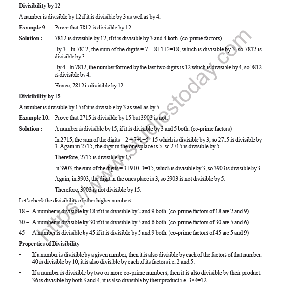 CBSE Class 5 Mathematics Divisibility Rules Worksheet 5