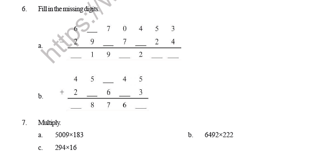 CBSE Class 5 Mathematics Operation with Number Question Bank 2