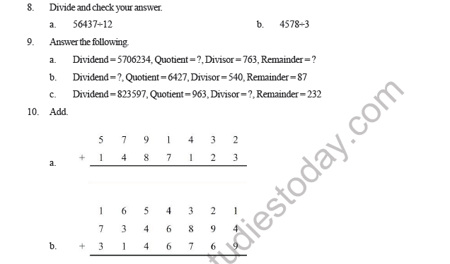 CBSE Class 5 Mathematics Operation with Number Question Bank 3