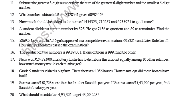 CBSE Class 5 Mathematics Operation with Number Question Bank 4