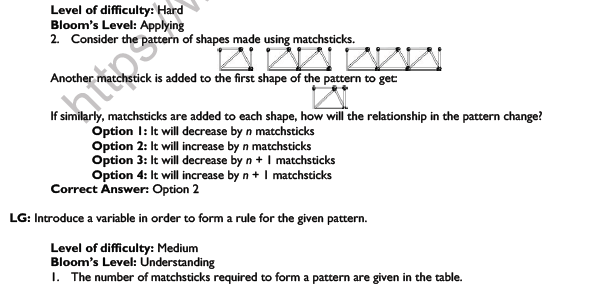 CBSE Class 6 Mathematics Algebra Worksheet Set A 2
