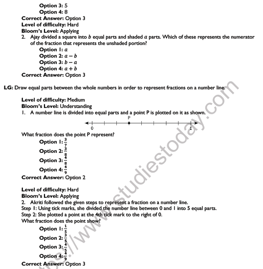 CBSE Class 6 Mathematics Fraction Worksheet Set A 3