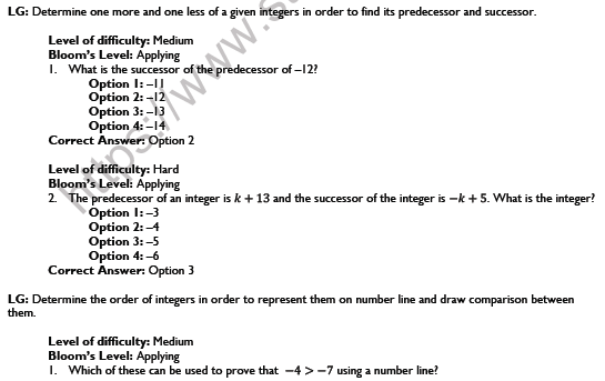 CBSE Class 6 Mathematics Integers Worksheet Set C 4