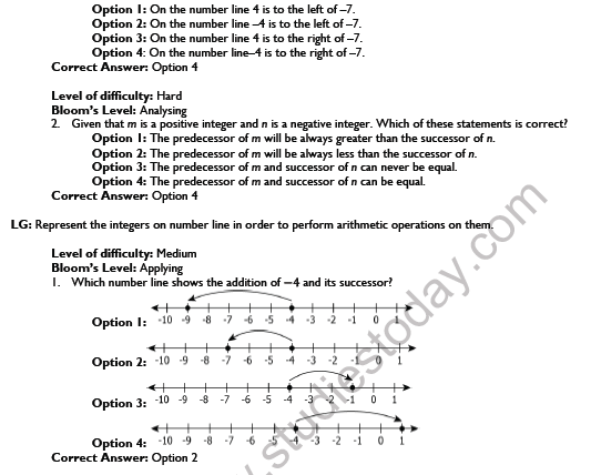 CBSE Class 6 Mathematics Integers Worksheet Set C 5