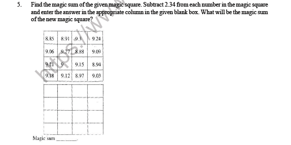 CBSE Class 6 Maths Decimals HOTs