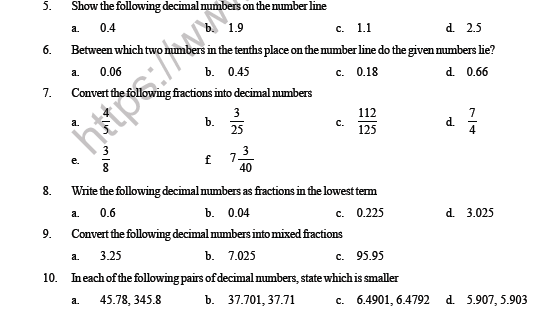 CBSE Class 6 Maths Decimals Question Bank 2