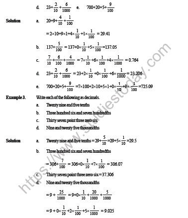 CBSE Class 6 Maths Decimals Worksheet 4