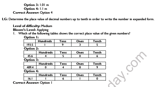 CBSE Class 6 Maths Decimals Worksheet Set A 3