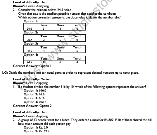 CBSE Class 6 Maths Decimals Worksheet Set A 4