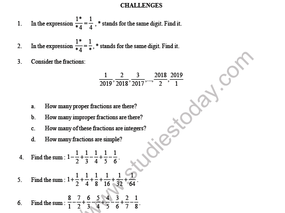 CBSE Class 6 Maths Fractions HOTs