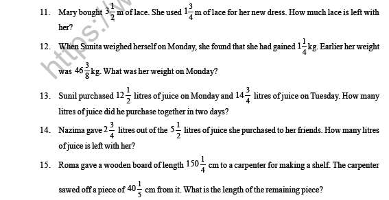 CBSE Class 6 Maths Fractions Question Bank 2