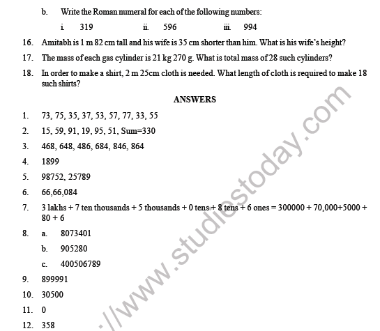 CBSE Class 6 Maths Knowing Our Numbers Question Bank 3