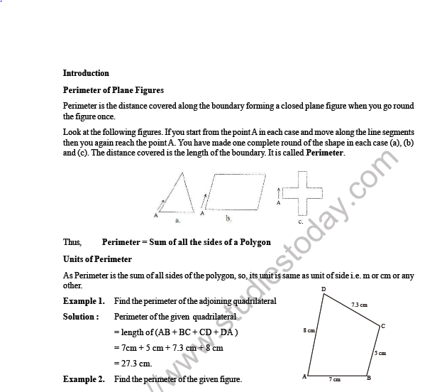 CBSE Class 6 Maths Mensuration Worksheet 3