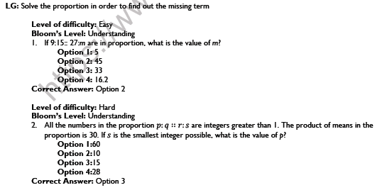 CBSE Class 6 Maths Ratio and Proportion Worksheet Set A 4