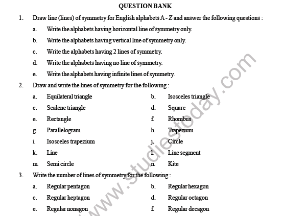 CBSE Class 6 Maths Symmetry Question Bank 1