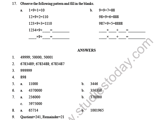 CBSE Class 6 Maths Whole Numbers Question Bank 3