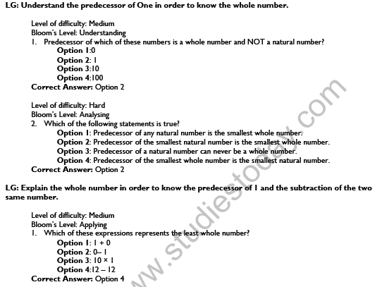 CBSE Class 6 Maths Whole Numbers Worksheet Set K 1