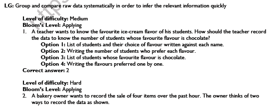 CBSE Class 6 Mental Maths Data Handling Worksheet Set A 2