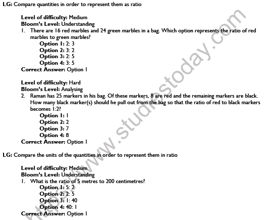 CBSE Class 7 Mathematics Comparing Quantities Worksheet Set A 1