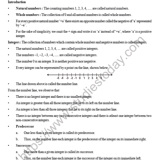 CBSE Class 7 Mathematics Integers Worksheet 6