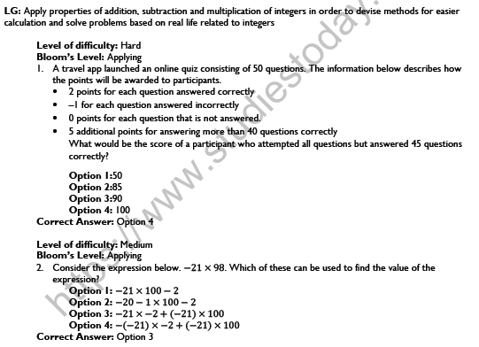 CBSE Class 7 Mathematics Integers Worksheet Set B 6