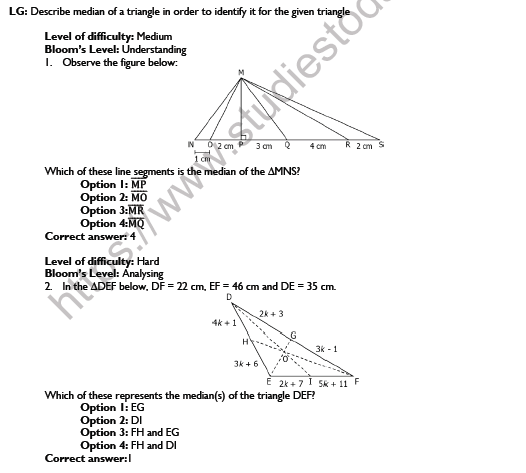 CBSE Class 7 Mathematics The Triangle And Its Properties Worksheet Set A 4
