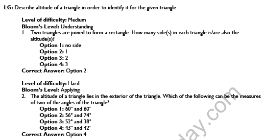 CBSE Class 7 Mathematics The Triangle And Its Properties Worksheet Set A 5