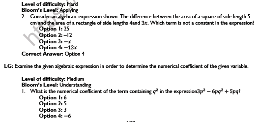 CBSE Class 7 Maths Algebraic Expressions Worksheet Set A 4