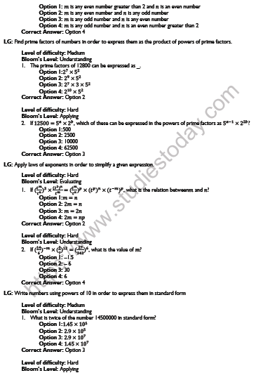 CBSE Class 7 Maths Exponents and Powers Worksheet Set A 3