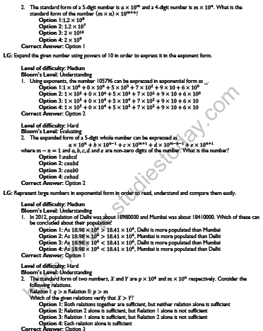 CBSE Class 7 Maths Exponents and Powers Worksheet Set A 4