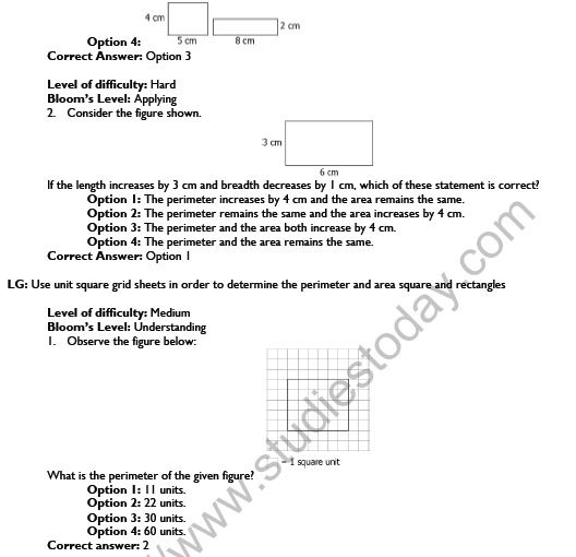 CBSE Class 7 Maths Perimeter and Area Worksheet Set A 3