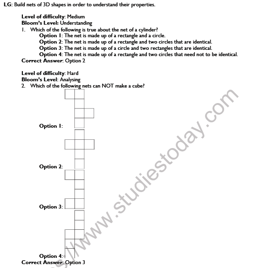 CBSE Class 7 Maths Visualising Solid Shapes Worksheet Set A 3