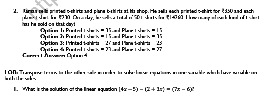 CBSE Class 8 Linear Equations in One Variance Worksheet Set B 4