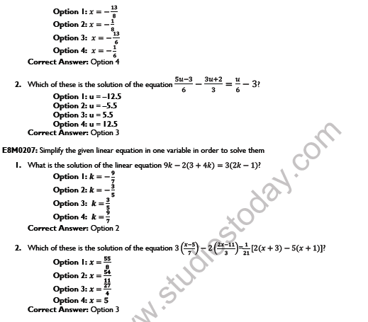 CBSE Class 8 Linear Equations in One Variance Worksheet Set B 5