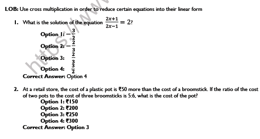 CBSE Class 8 Linear Equations in One Variance Worksheet Set B 6