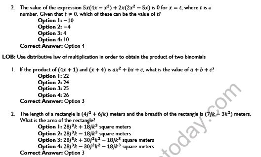 CBSE Class 8 Mathematics Algebric Expressions and Identities Worksheet Set D 5