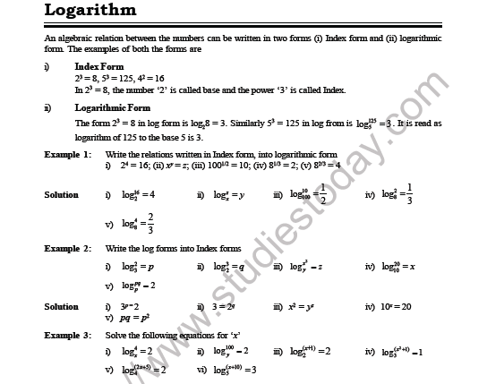 CBSE Class 8 Mathematics Exponents and Radicals Logarithm MCQs Set A 1