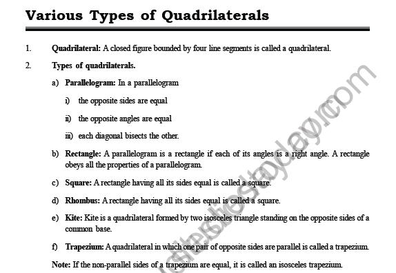 CBSE Class 8 Mathematics Understanding Quadrilaterals MCQs Set A 1