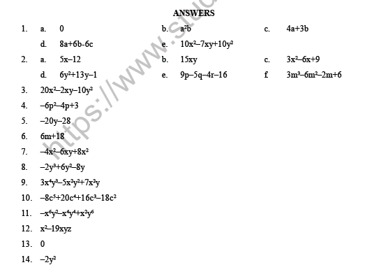 CBSE Class 8 Maths Algebraic Expressions and Identities Question Bank 4