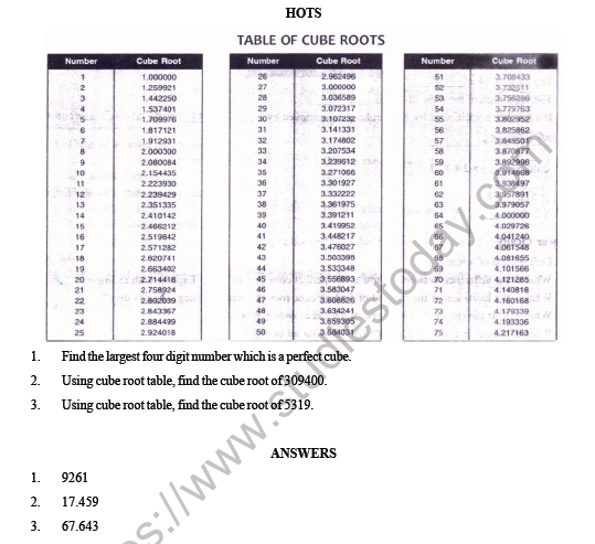 CBSE Class 8 Maths Cubes and Cube Roots HOTs 1