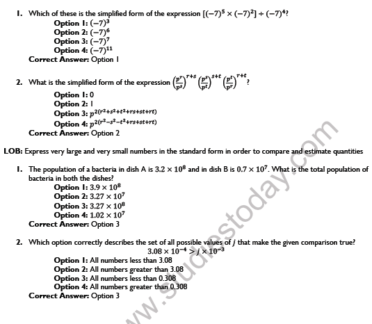 CBSE Class 8 Maths Exponents and Power Worksheet Set B 3