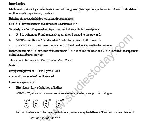CBSE Class 8 Maths Exponents and powers Worksheet 3