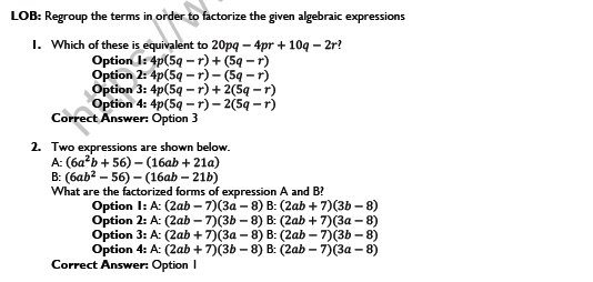 CBSE Class 8 Maths Factorisation Worksheet Set C 2