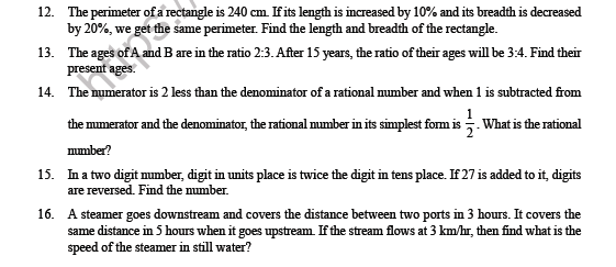 CBSE Class 8 Maths Linear Equations in One Variable Question Bank 2