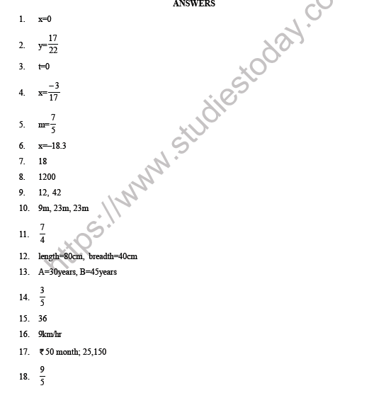 CBSE Class 8 Maths Linear Equations in One Variable Question Bank 4
